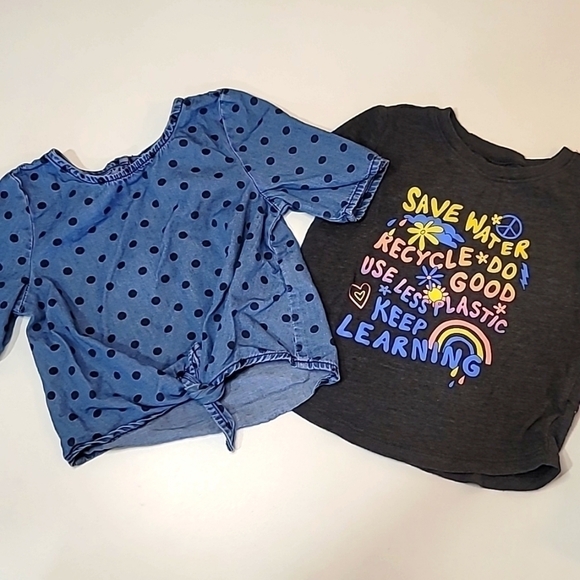 5/$30 OLD NAVY Denim Polka Dot + Earth Eco T Shirt Cotton - Picture 1 of 5